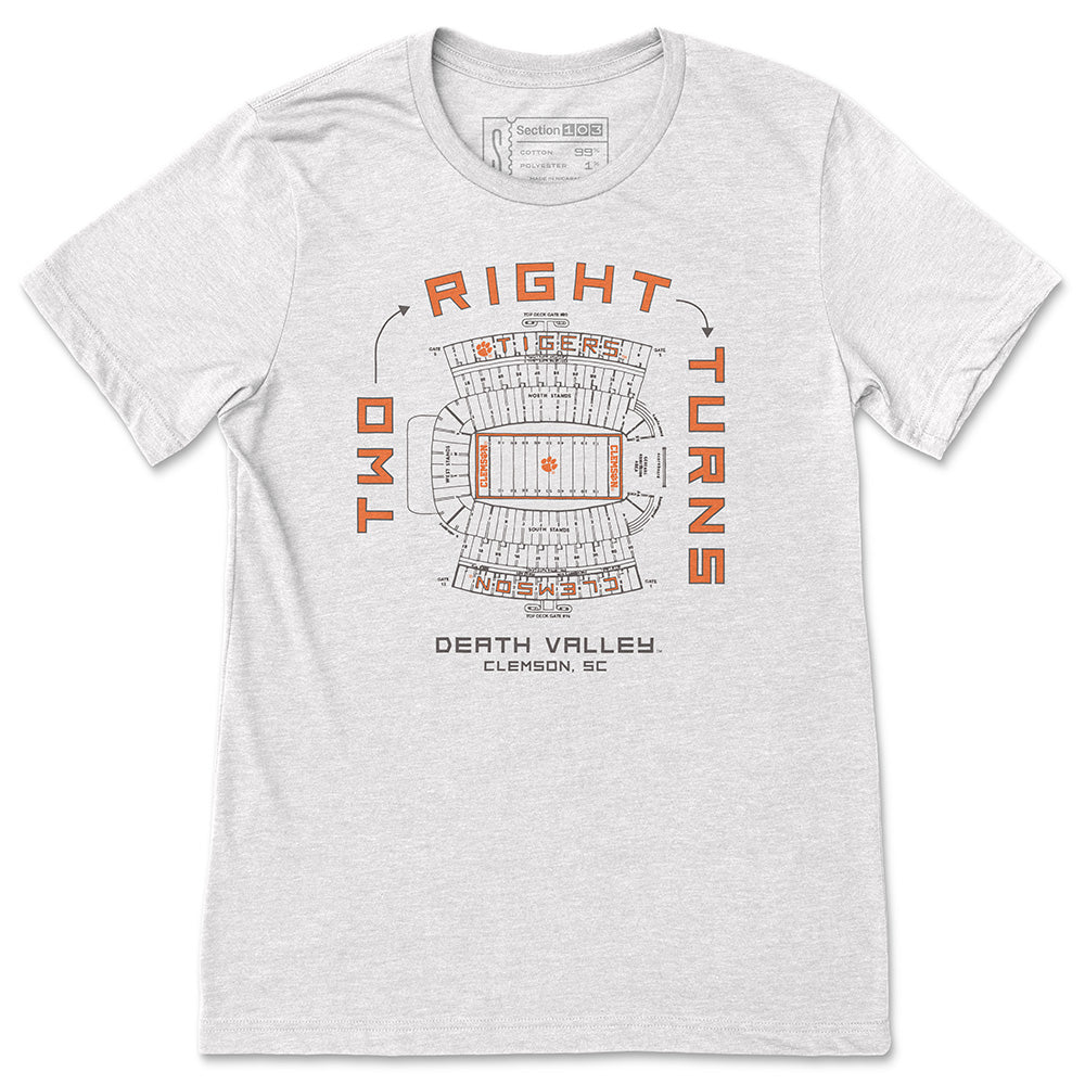 Clemson Two Right Turns Death Valley T-Shirt
