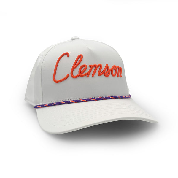 Clemson Script Merchandise Clemson House Script Rope Hat, White – Section 103