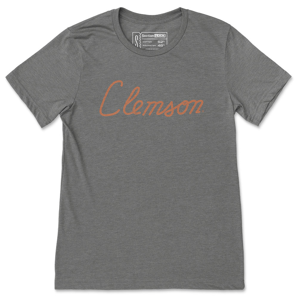 Clemson Script Merchandise Clemson Apparel — T-Shirts, Hoodies, Polos, Hats | Section 103