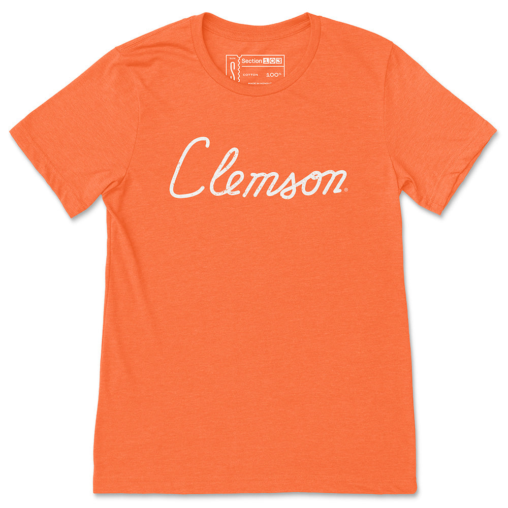 Clemson Script Merchandise Clemson Apparel — T-Shirts, Hoodies, Polos, Hats | Section 103