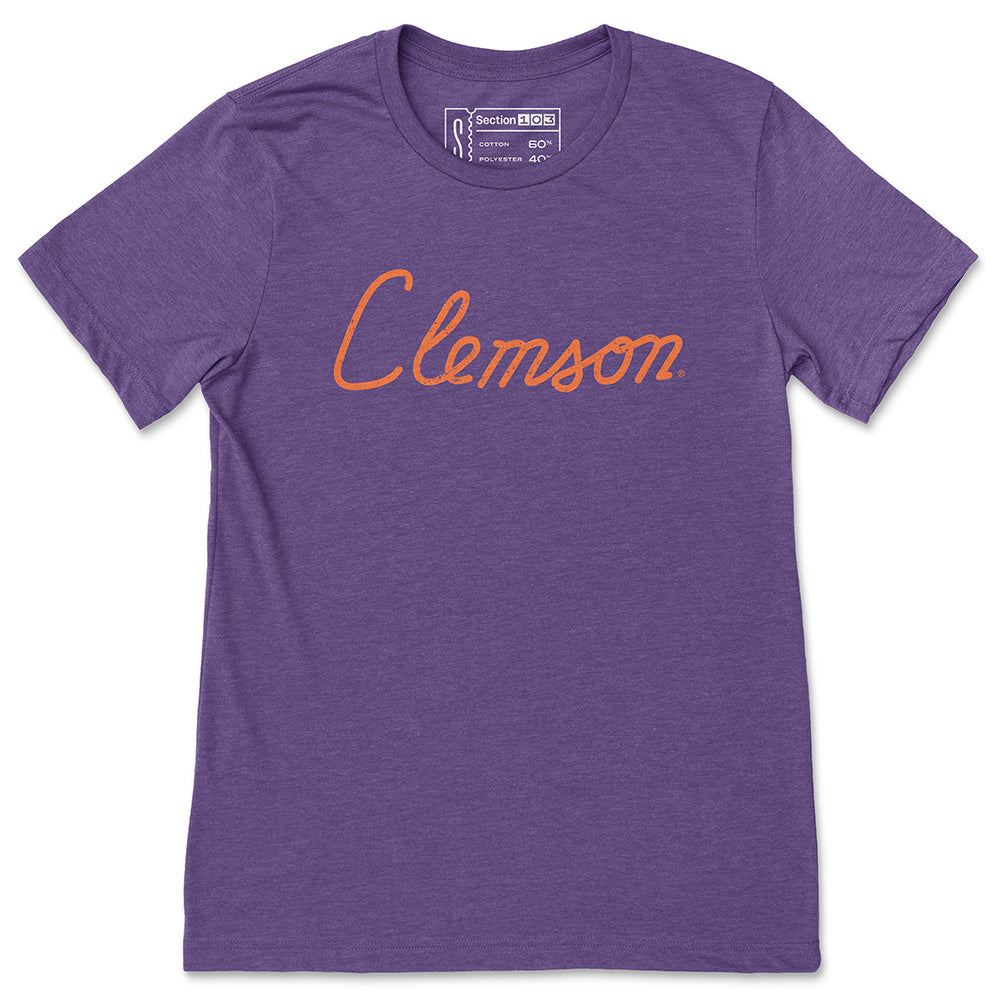 Clemson House Script T-Shirt, Purple
