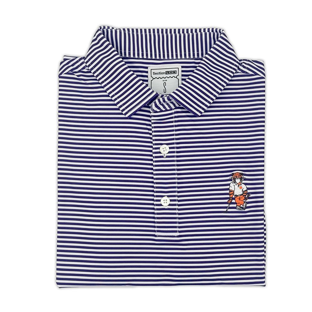 Clemson Golf Swinging Tiger Striped Performance Polo