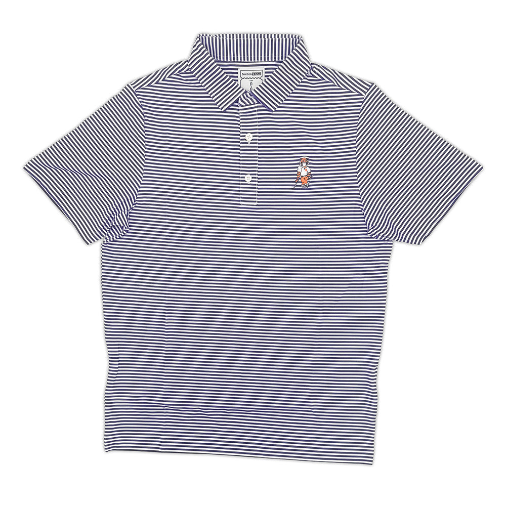 Clemson Golf Swinging Tiger Striped Performance Polo