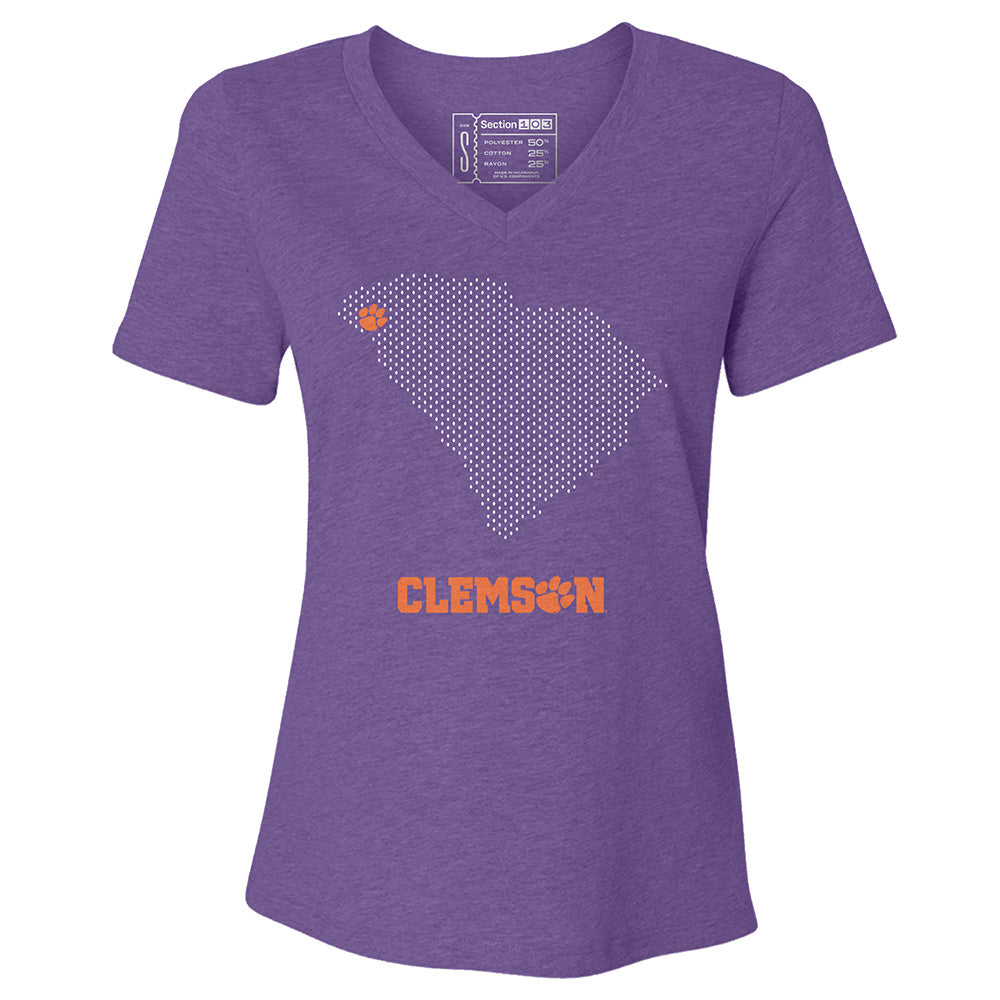 Clemson Mesh Map Women's V-Neck T-Shirt