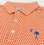 Load image into Gallery viewer, Clemson Palmetto Logo Map Pattern Performance Polo
