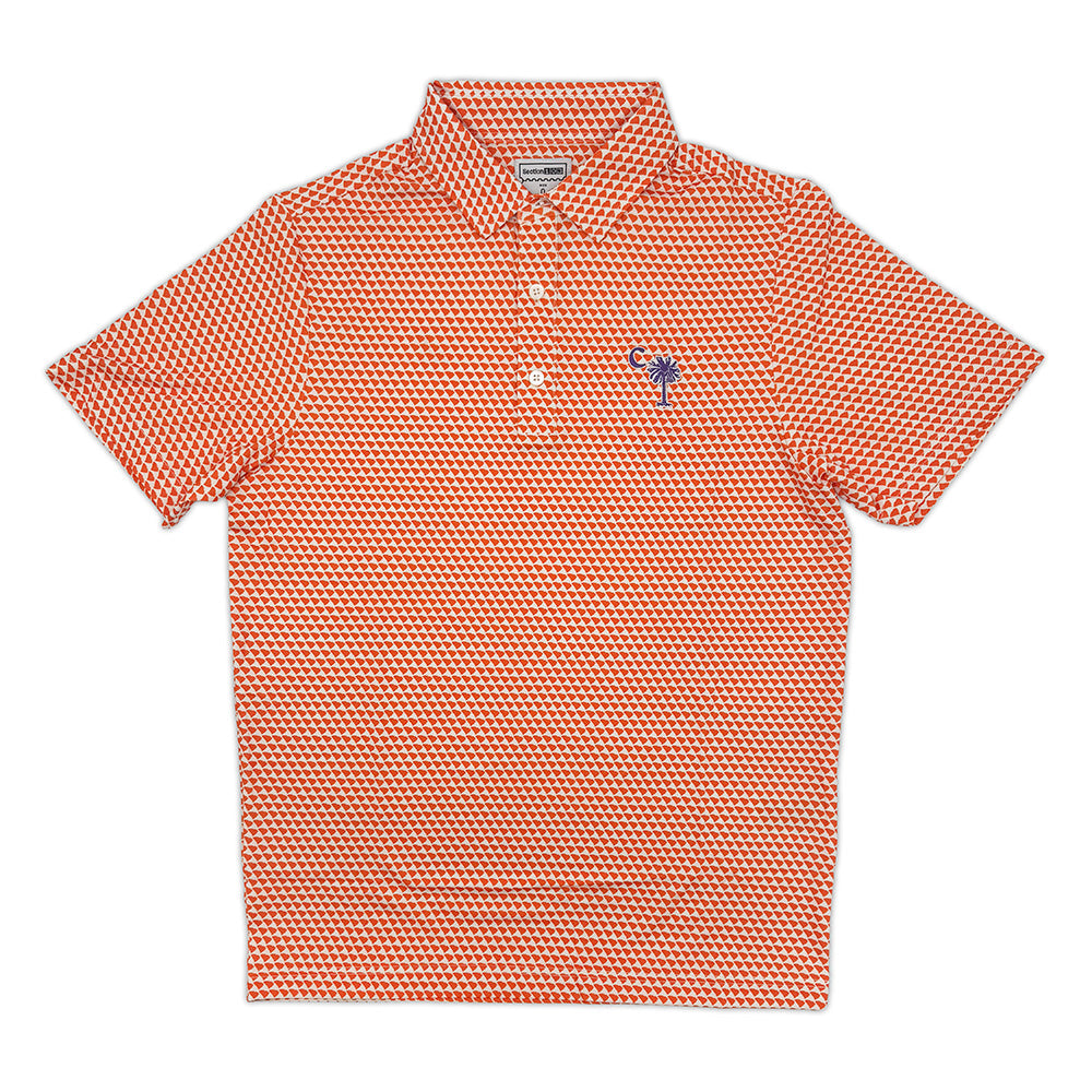 Clemson Palmetto Logo Map Pattern Performance Polo