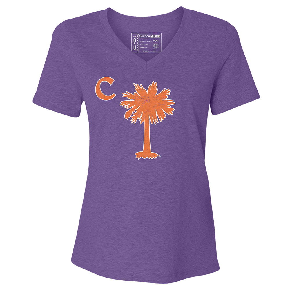 Clemson Palmetto Logo Women's V-Neck T-Shirt
