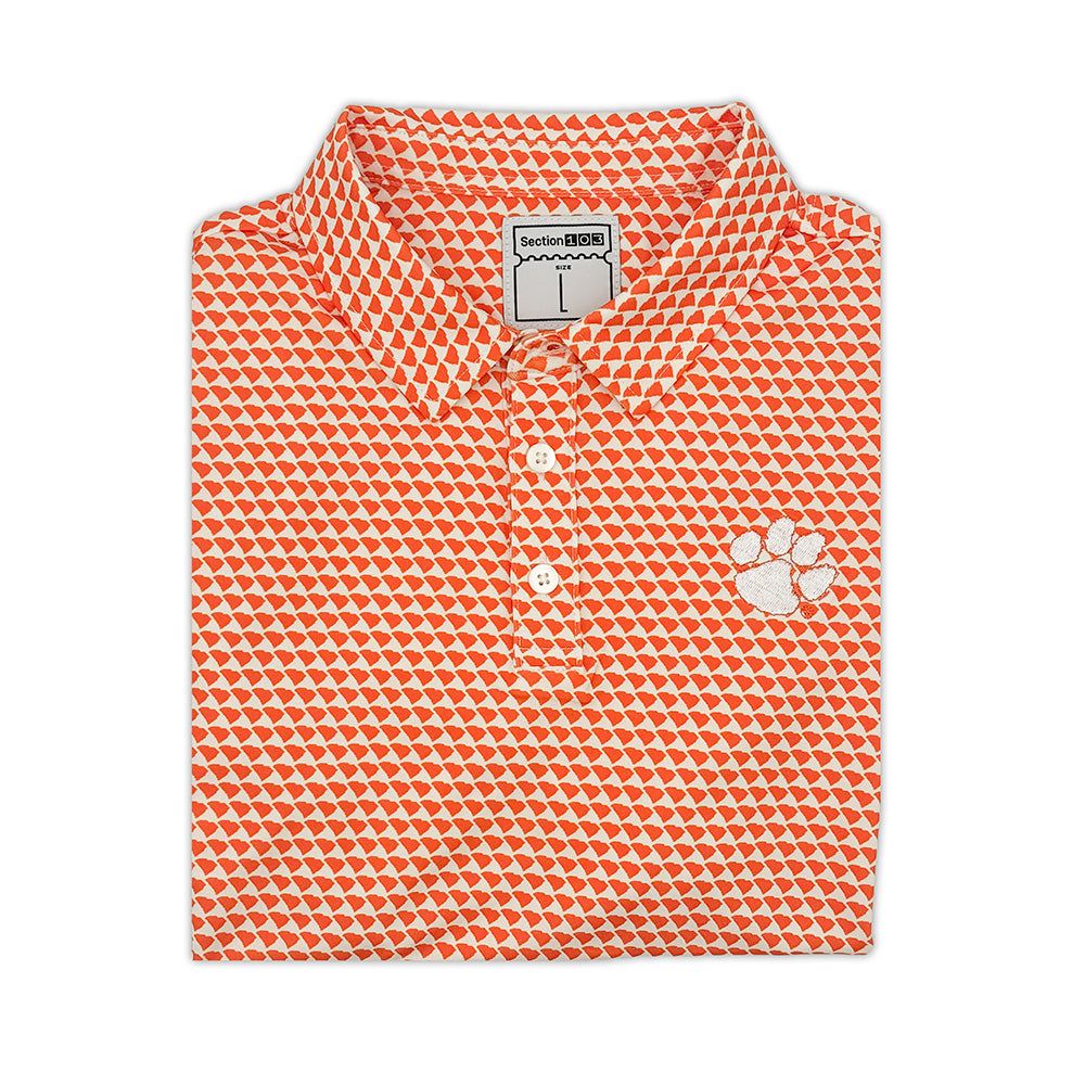 Clemson Map Pattern Youth Performance Polo