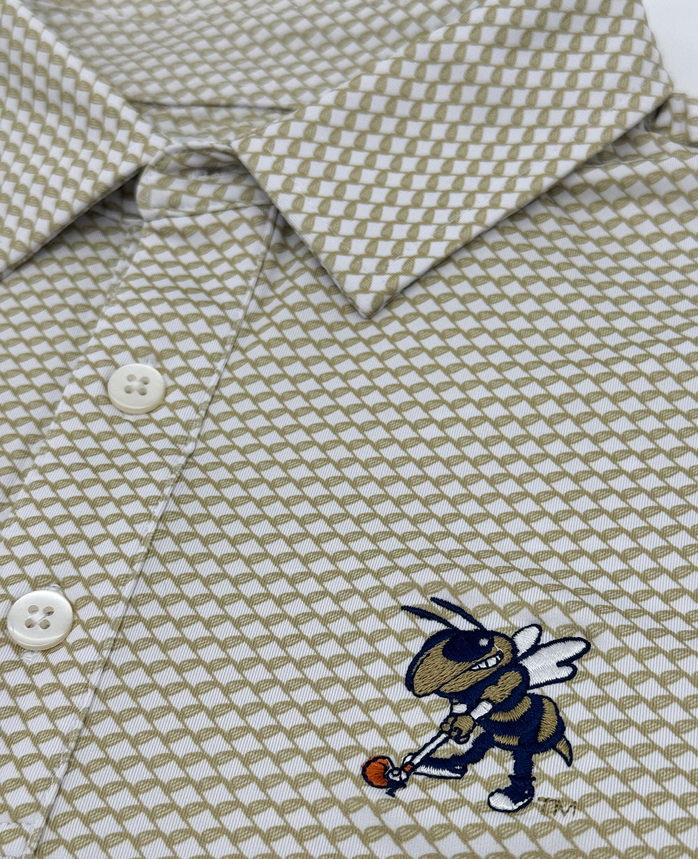 Georgia Tech Golfing Buzz Golf Club Pattern Performance Polo