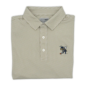 サタデーズNYCゴルフ　Tech SS Polo Shirt Khaki Georgia Tech Golfing Buzz Golf Club Pattern Performance Polo