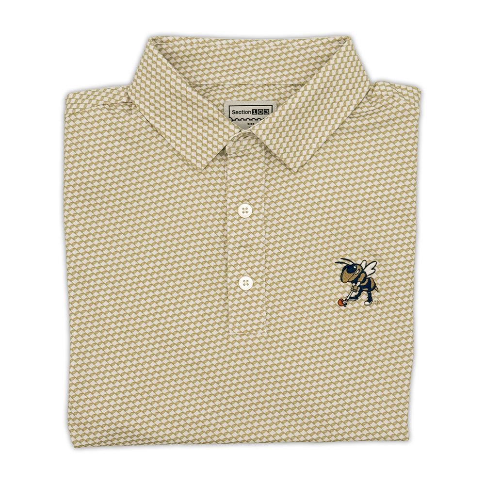 Georgia Tech Golfing Buzz Golf Club Pattern Performance Polo