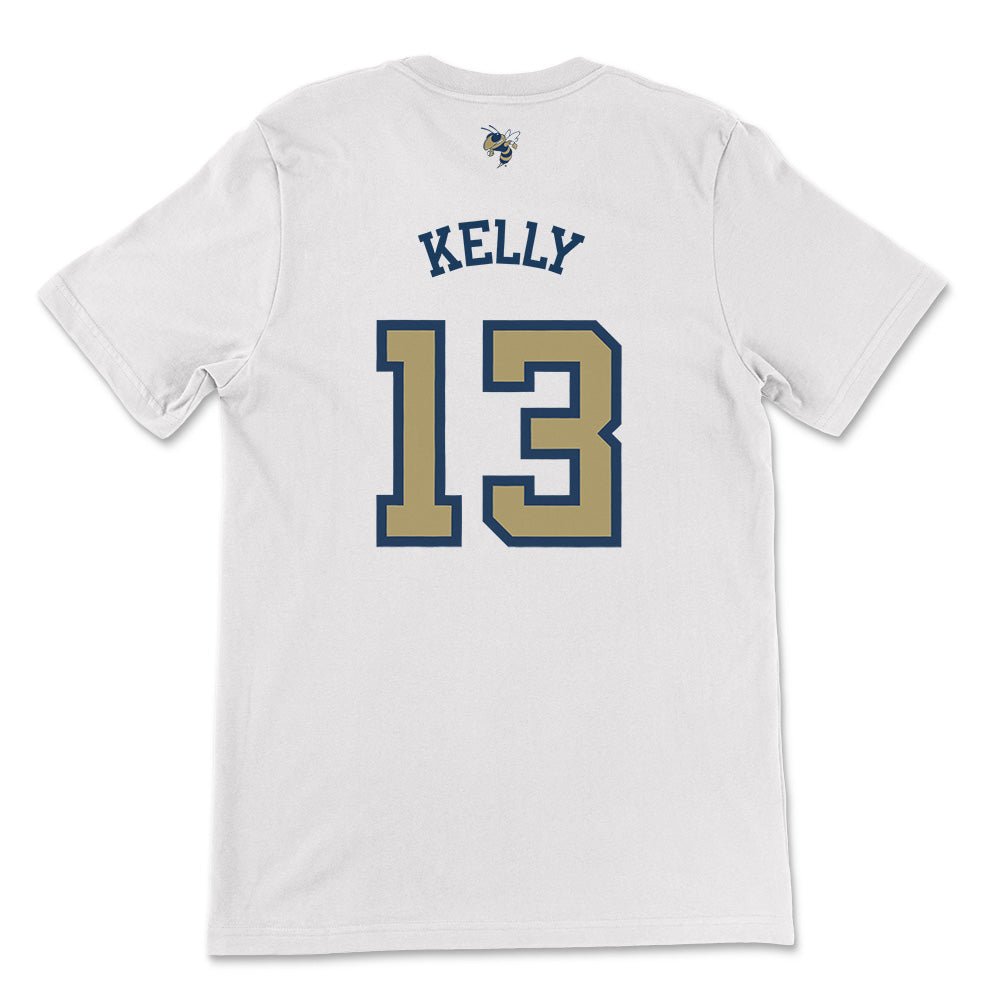 Georgia Tech Miles Kelly Basketball Jersey T-Shirt, White