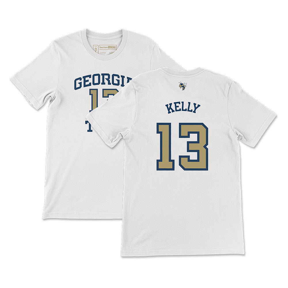 Georgia Tech Miles Kelly Basketball Jersey T-Shirt, White