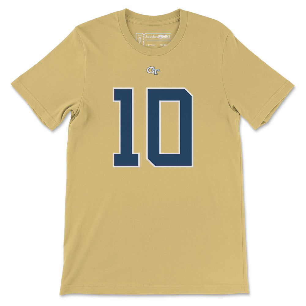 Georgia Tech Haynes King Football Jersey T-Shirt, Gold