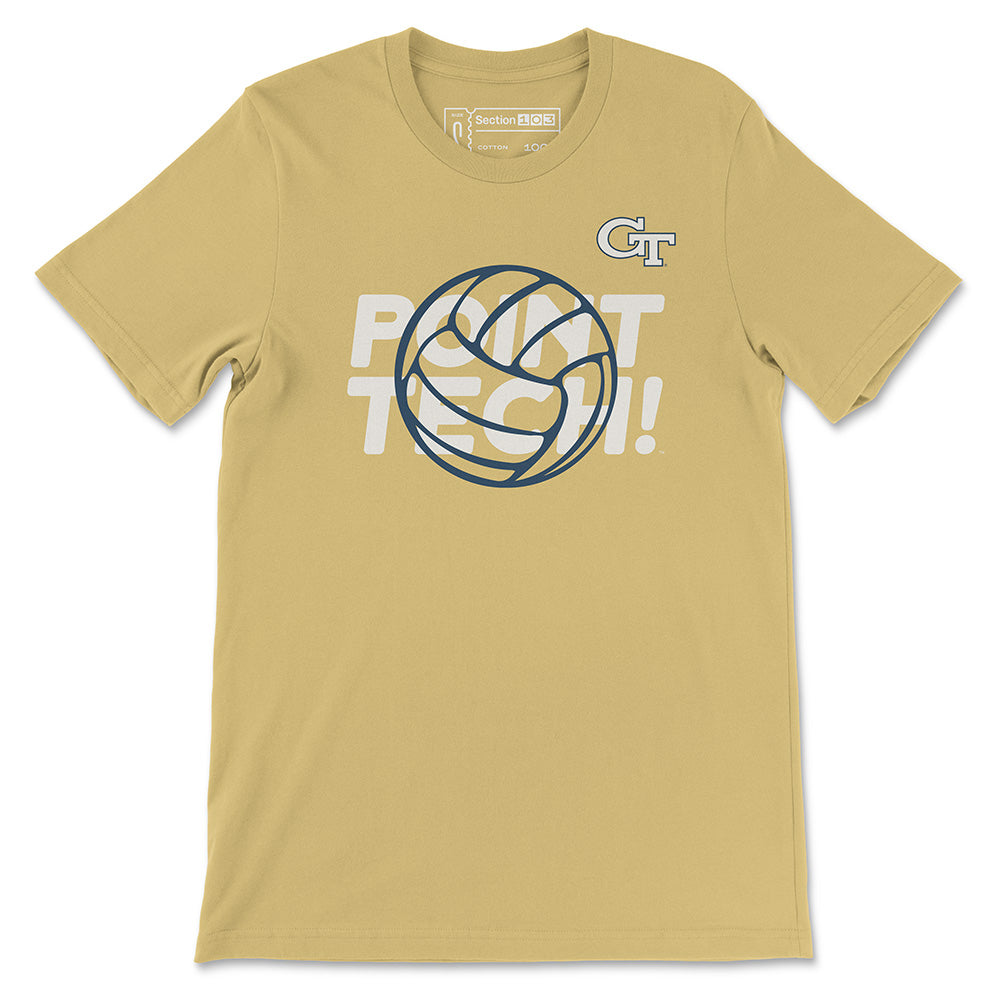Georgia Tech Volleyball Point Tech T-Shirt, Gold