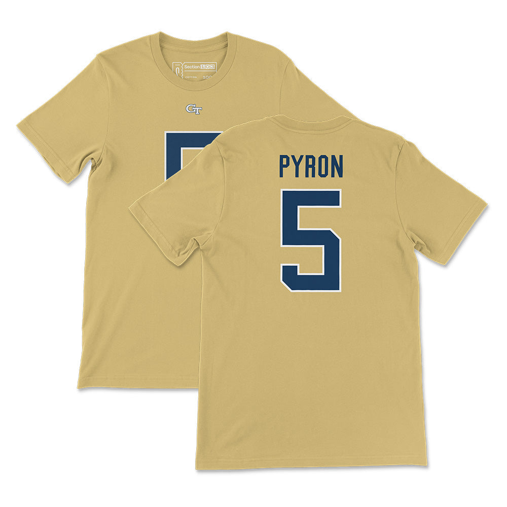 Georgia Tech Zach Pyron Football Jersey T-Shirt, Gold