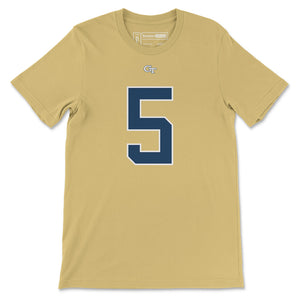 Georgia Tech Zach Pyron Football Jersey T-Shirt, Gold