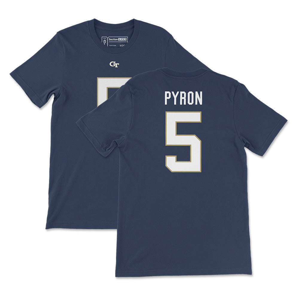 Georgia Tech Zach Pyron Football Jersey T-Shirt, Navy