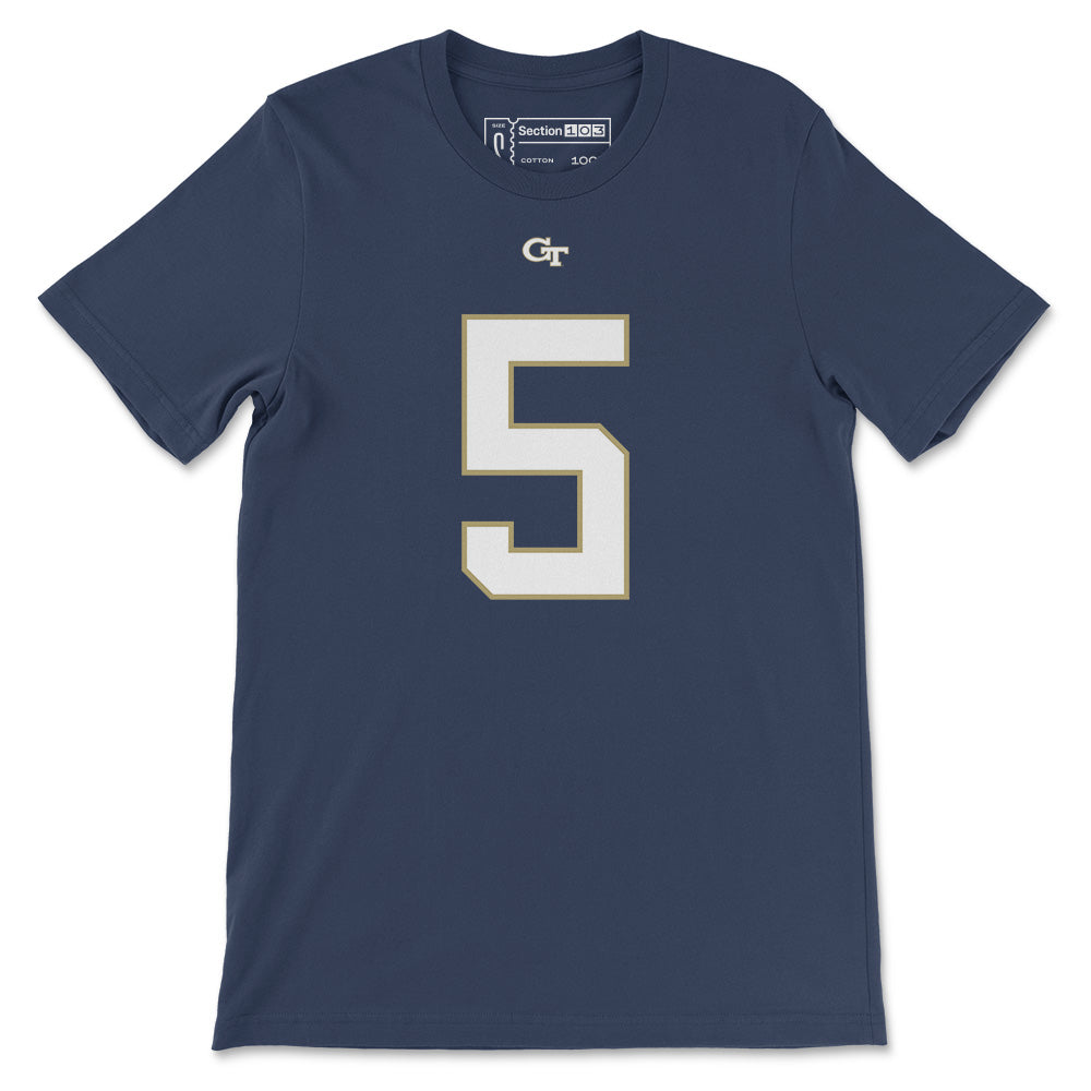 Georgia Tech Zach Pyron Football Jersey T-Shirt, Navy