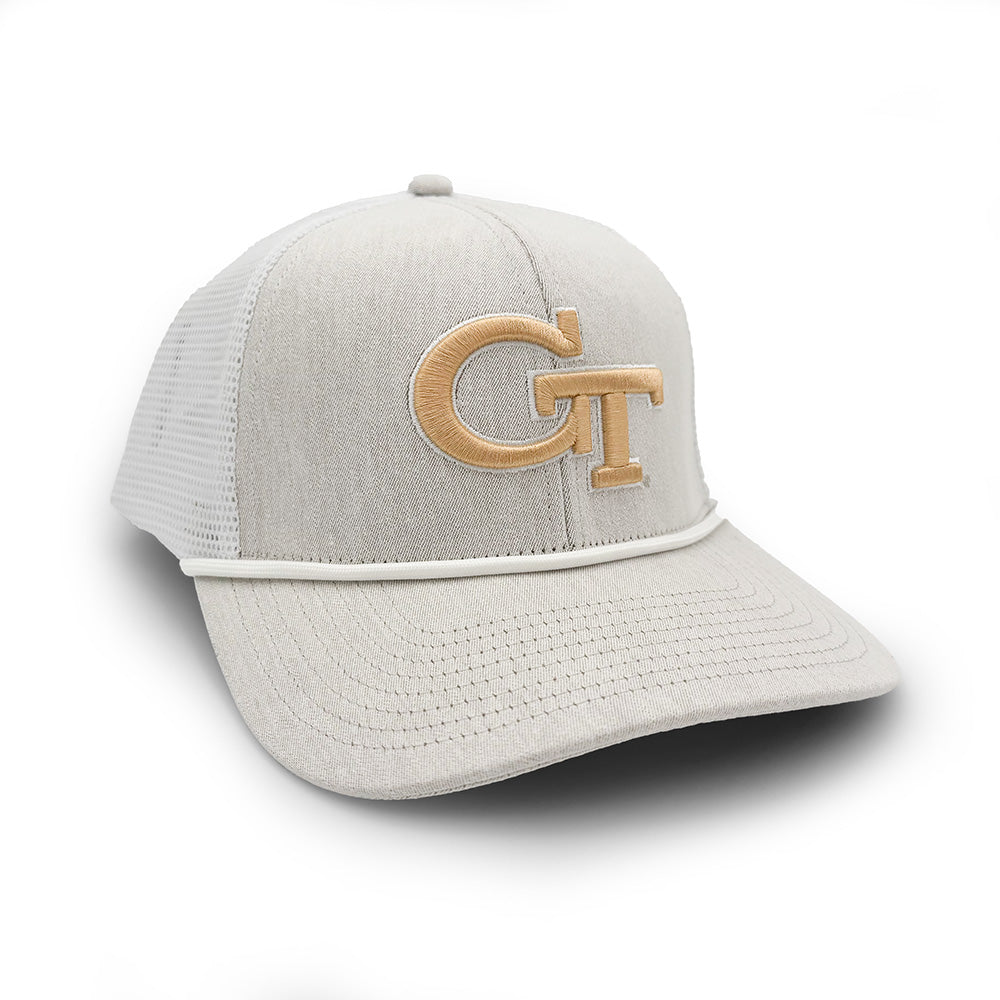 Georgia Tech Logo Rope Trucker Hat, Gray