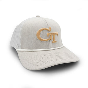 Georgia Tech Logo Rope Trucker Hat, Gray