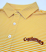 Load image into Gallery viewer, Iowa State Vintage Cyclones Script Striped Performance Polo
