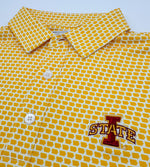Load image into Gallery viewer, Iowa State Map Pattern Performance Polo, Gold
