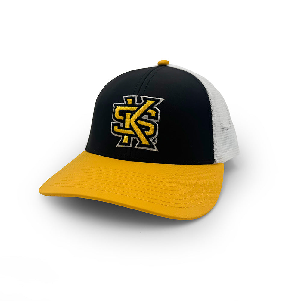 Kennesaw State Logo Trucker Hat, Black and Gold