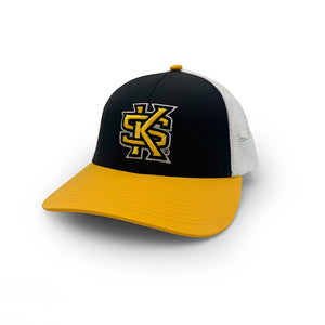 Kennesaw State Logo Trucker Hat, Black and Gold