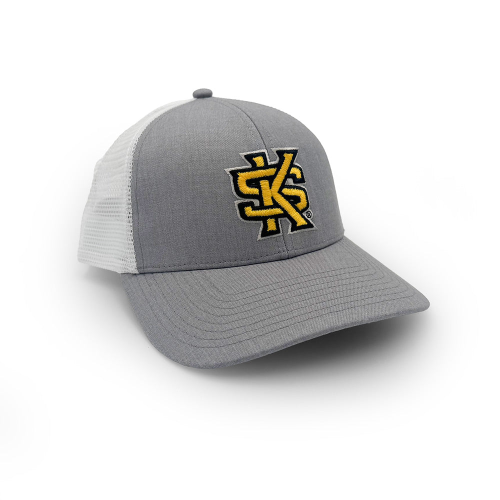 Kennesaw State Logo Trucker Hat, Gray and White