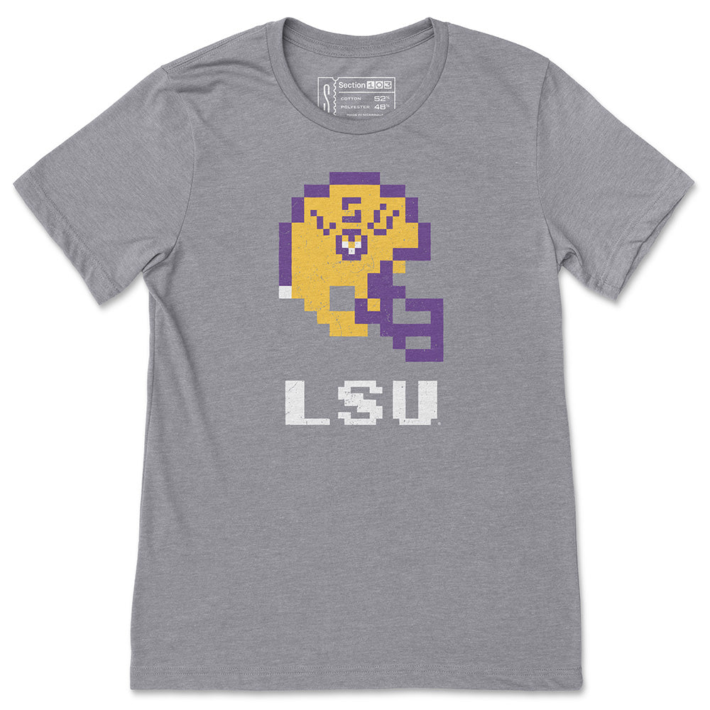 LSU Vintage 8-Bit Football Helmet T-Shirt L / Heather Gray LSU Vintage 8-Bit Football Helmet T-Shirt L / Heather Gray