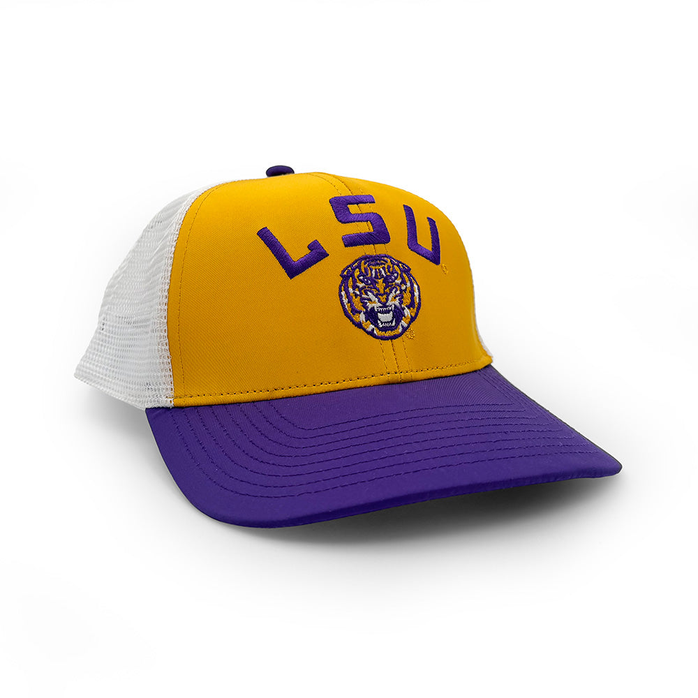LSU Football Helmet Logo Trucker Hat, Gold and Purple