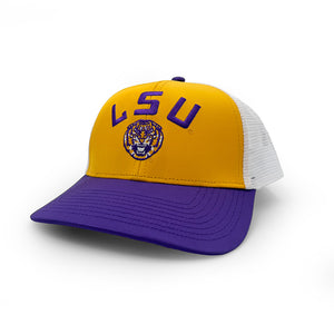 LSU Football Helmet Logo Trucker Hat, Gold and Purple