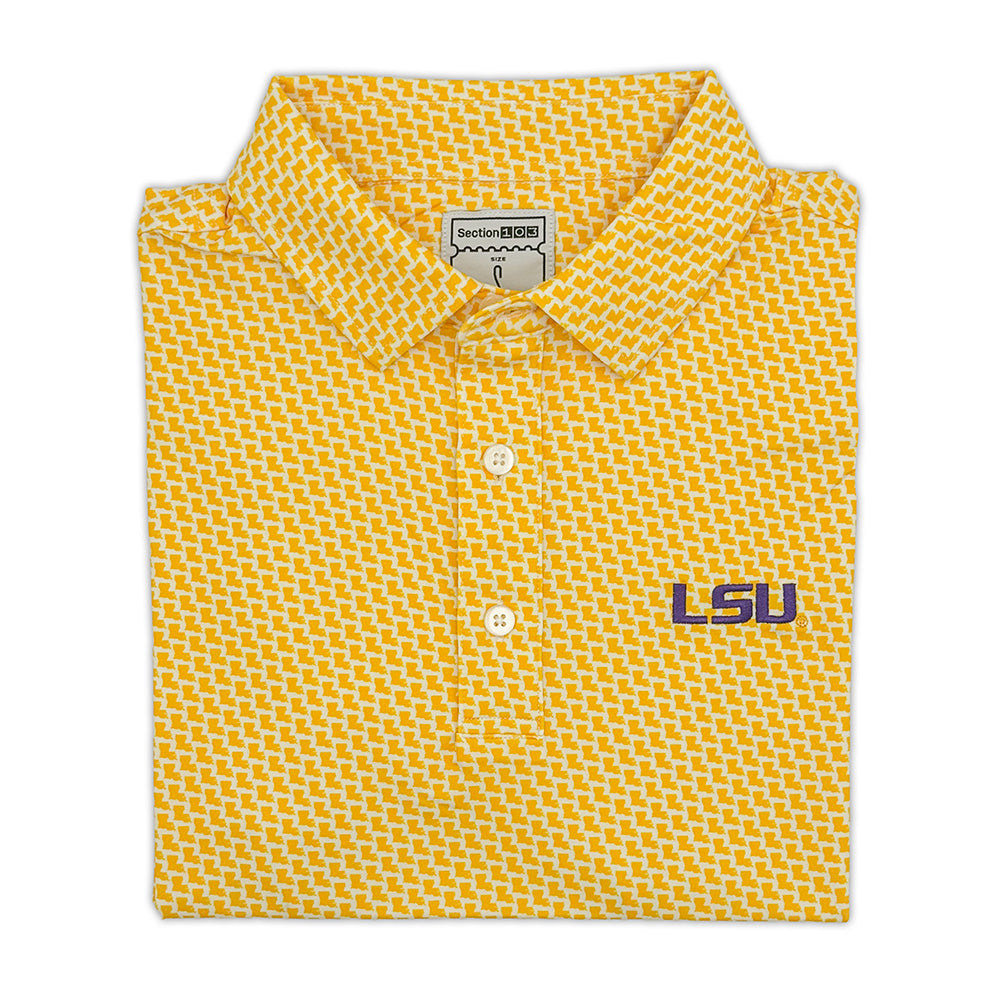 LSU Map Pattern Performance Polo