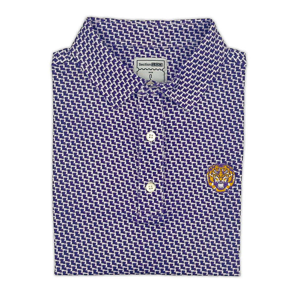 LSU Tiger Map Pattern Performance Polo