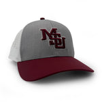 Load image into Gallery viewer, Mississippi State Vintage MSU Logo Trucker Hat, Gray and Maroon
