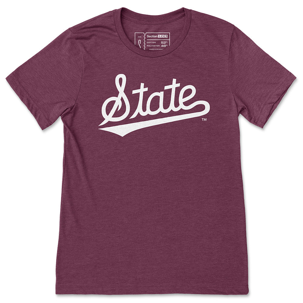 Mississippi State Script T-Shirt, Maroon – Section 103