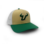Load image into Gallery viewer, South Florida Logo Trucker Hat, Gold and Green
