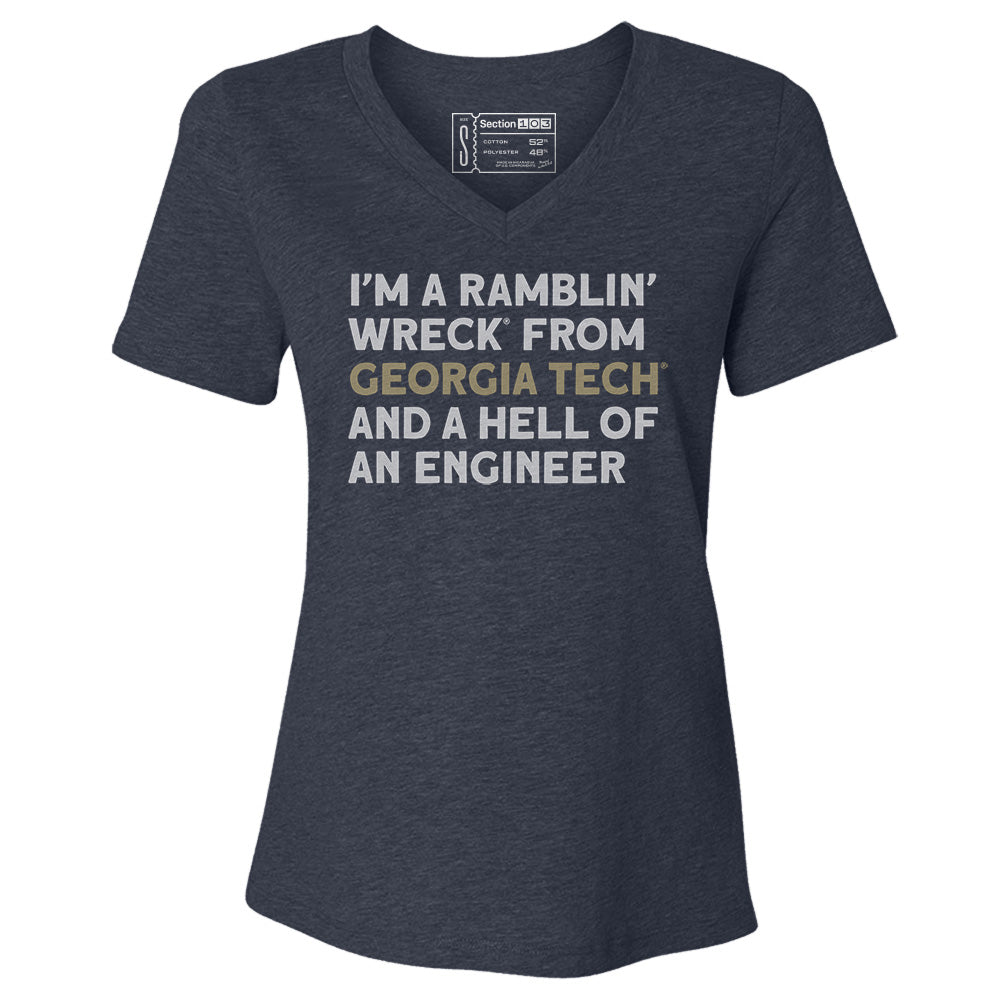 Ramblin' Wreck From Georgia Tech Fight Song Women's V-Neck T-Shirt