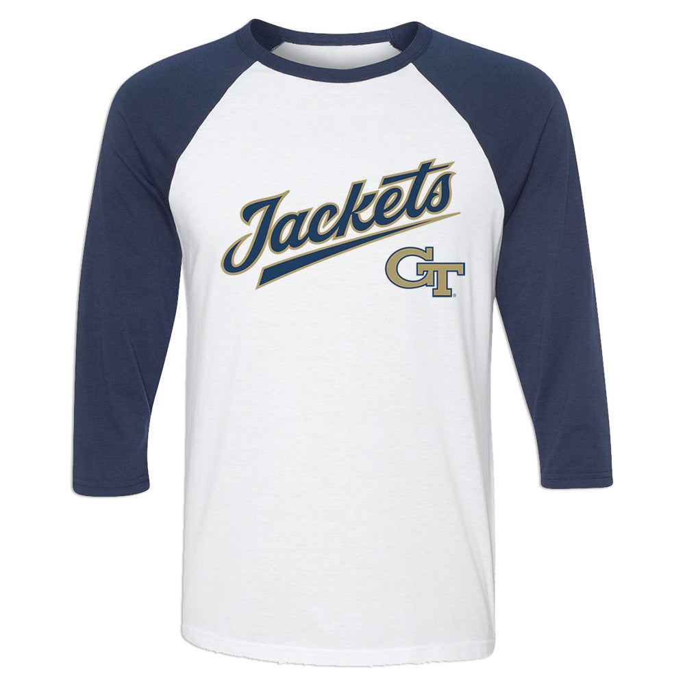 Georgia Tech Jackets Script 3/4-Sleeve Baseball T-Shirt