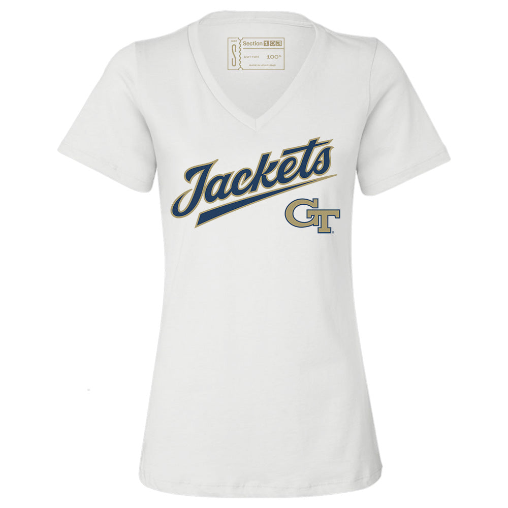 Georgia Tech Jackets Script Women's V-Neck T-Shirt
