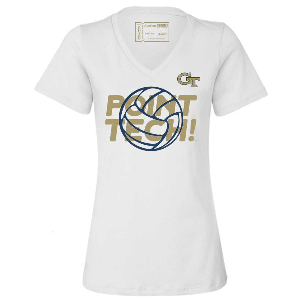 Georgia Tech Volleyball Point Tech Women's V-Neck T-Shirt