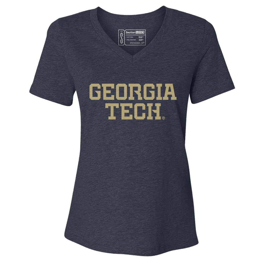Georgia Tech Wordmark Women's V-Neck T-Shirt